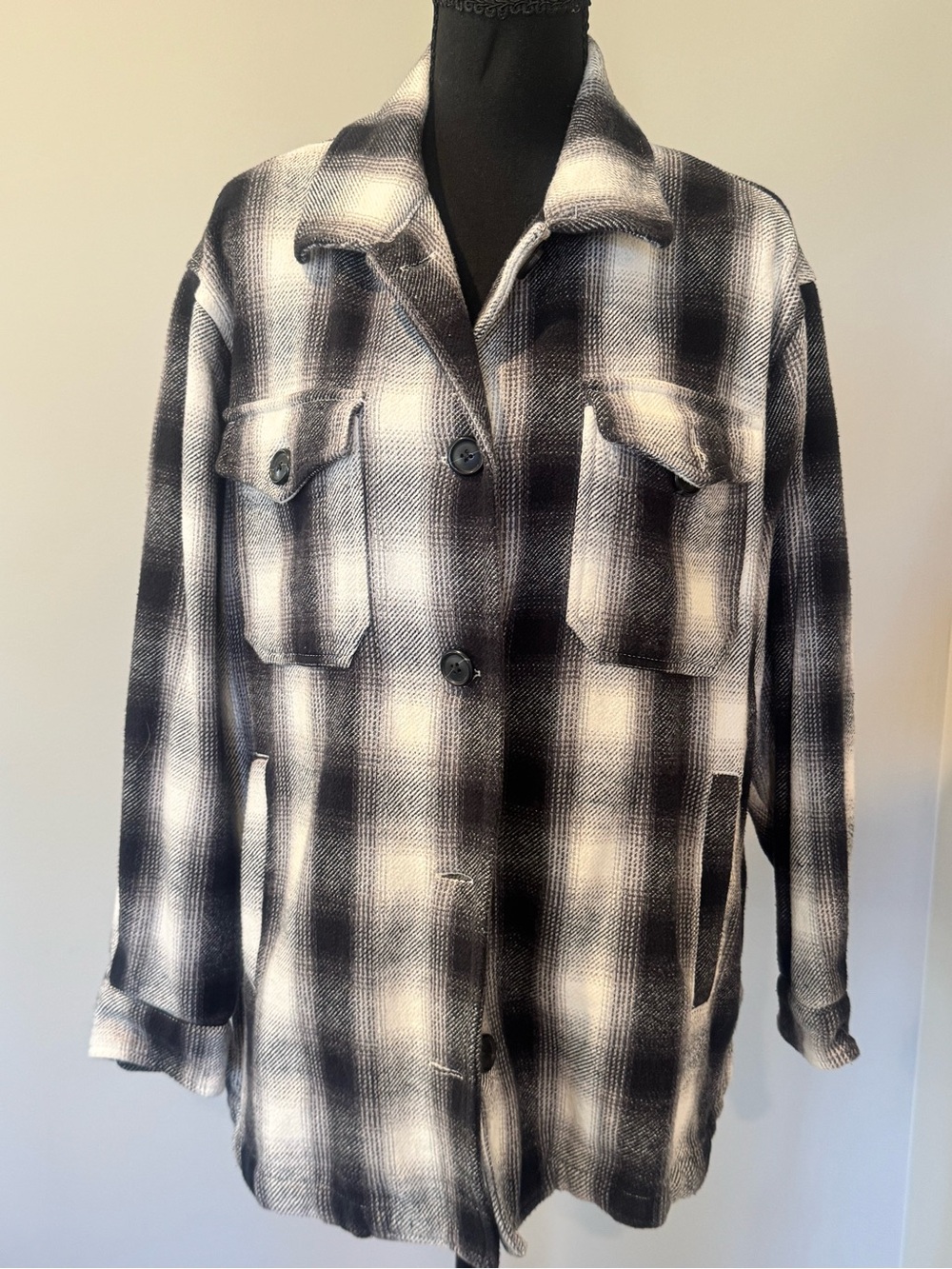 Lucky Brand Black and White Plaid Shacket